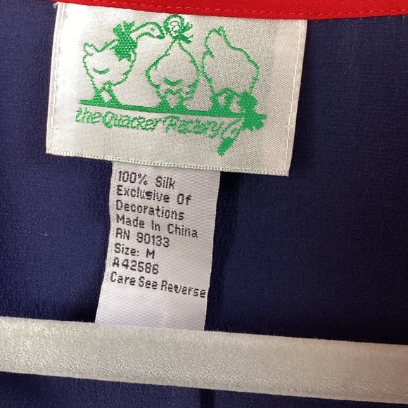 Quaker factory Silk Blue Red embroidered Sequin lighthouse sailboat button-up M - Picture 4 of 9